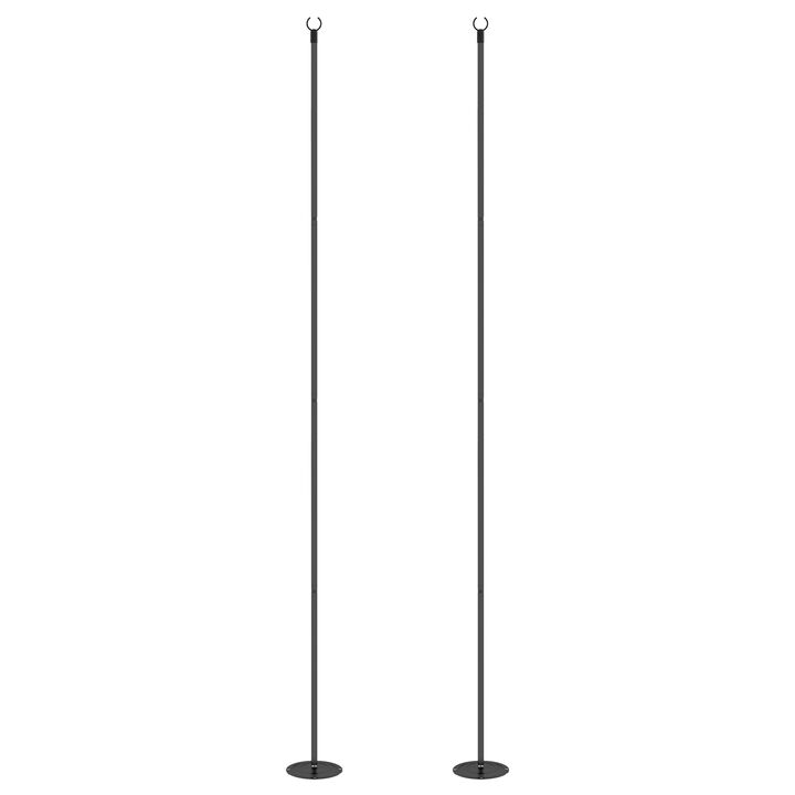 Outsunny 2 Pack of String Light Poles, 10' Light Poles for Hanging Outside Decor, Steel Lighting Stand for Patio, Backyard, Deck, Wedding Party, Black