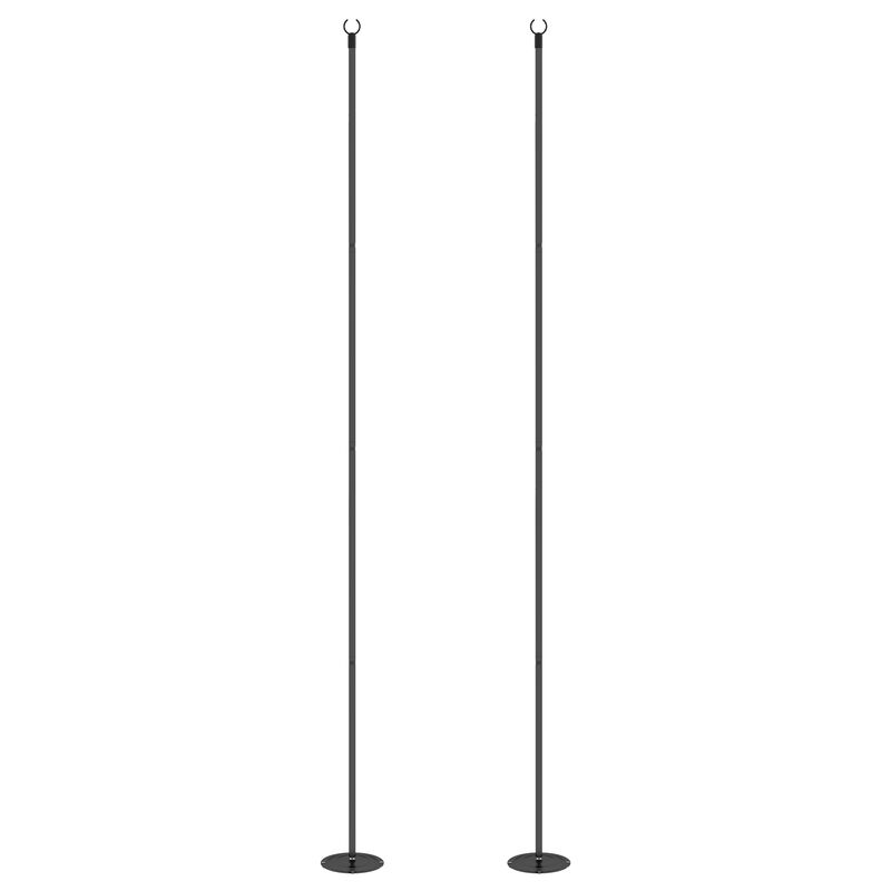 Outsunny 2 Pack of String Light Poles, 10' Light Poles for Hanging Outside Decor, Steel Lighting Stand for Patio, Backyard, Deck, Wedding Party, Black