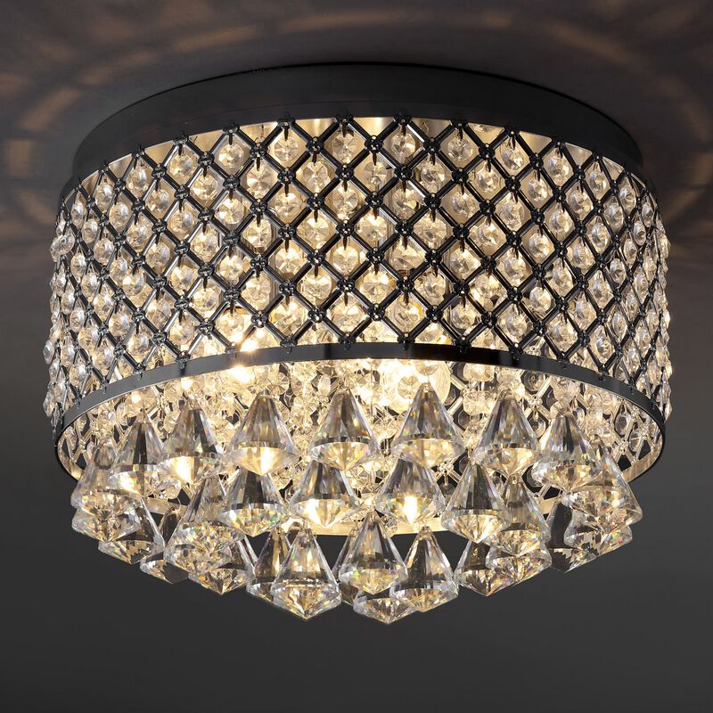 Evelyn 3-Light Crystal Drops/Metal LED Flush Mount
