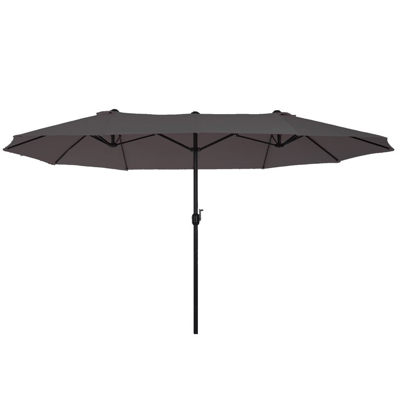 Gray Sun Umbrella: 15ft Double-Sided Patio Umbrella with Crank