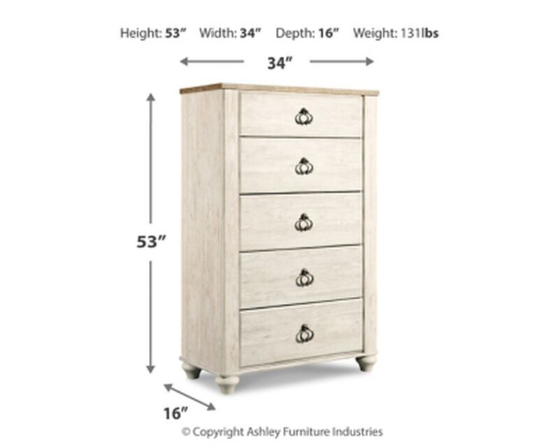 Willowton Five Drawer Chest image number 2