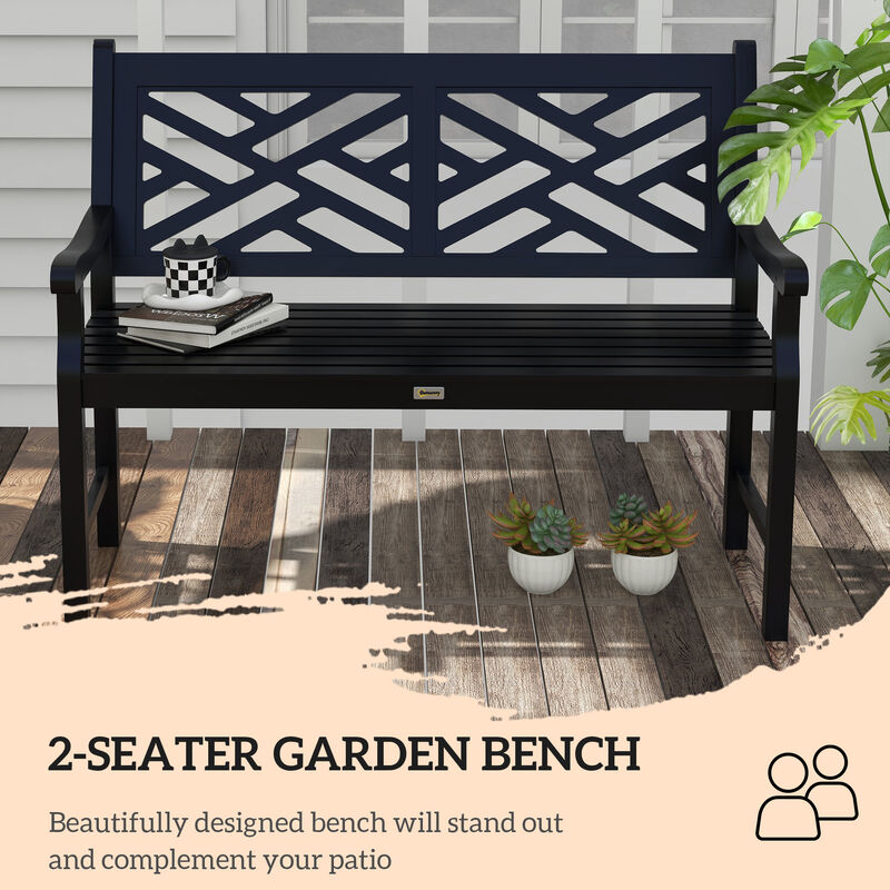 Outsunny 43.25" Outdoor Garden Bench, Wooden Bench, Poplar Slatted Frame Furniture for Patio, Park, Porch, Lawn, Yard, Deck, Black