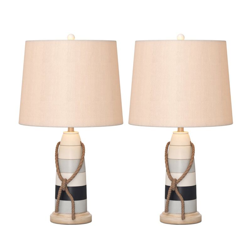 Lux Lighting Buoy 27 Poly Coastal Table Lamp, Tri-color, (Set of 2)
