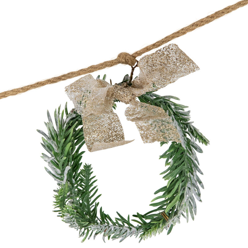 4.75" Snowflake and Frosted Pine Christmas Garland with Wooden Beads - Unlit