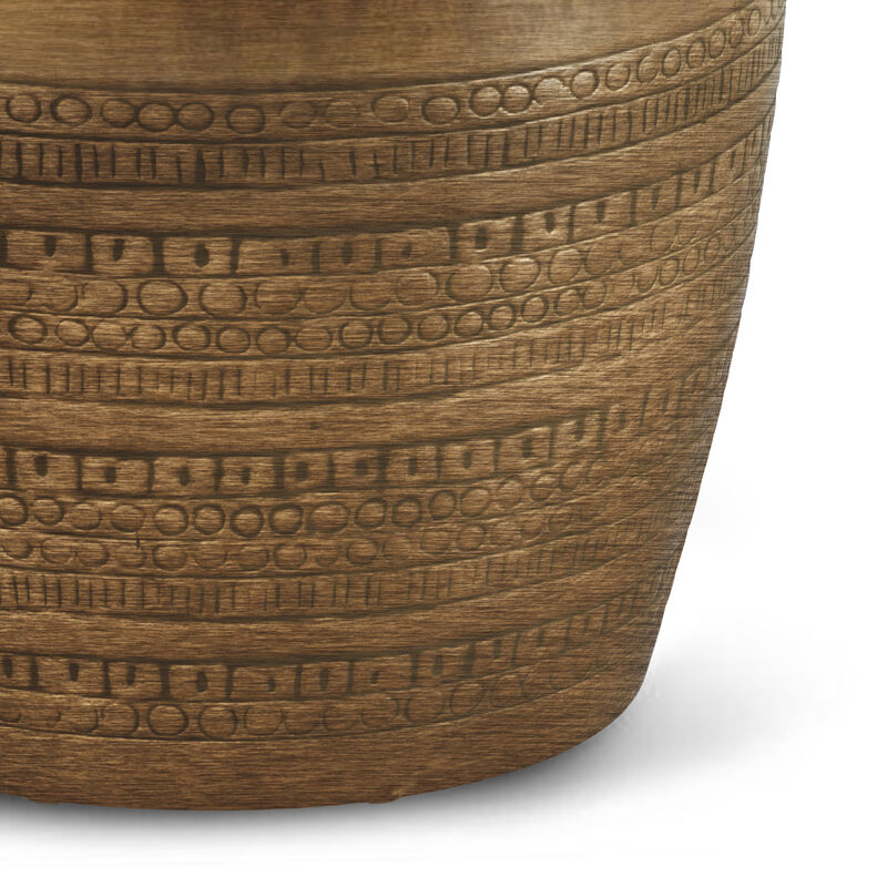 Johnsen 15 inch Wide Tribal Pattern Metal Accent Table in Antique Gold Iron, Assembled