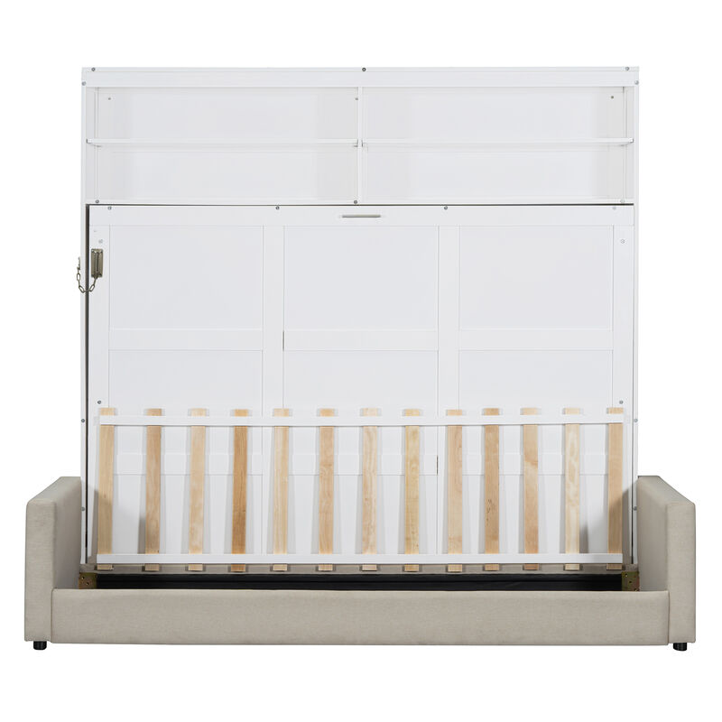 Whisen Queen Size Murphy Bed Wall Bed with Sofa