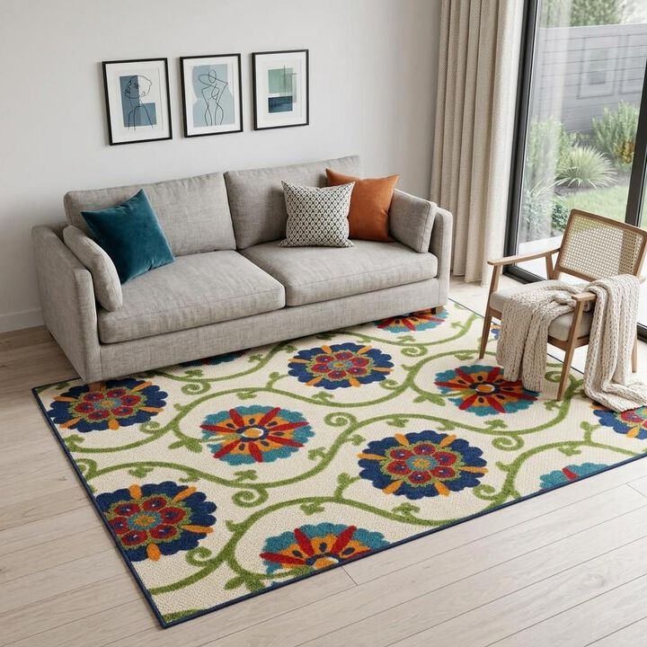 HomeRoots Abstract Distressed Area Rug