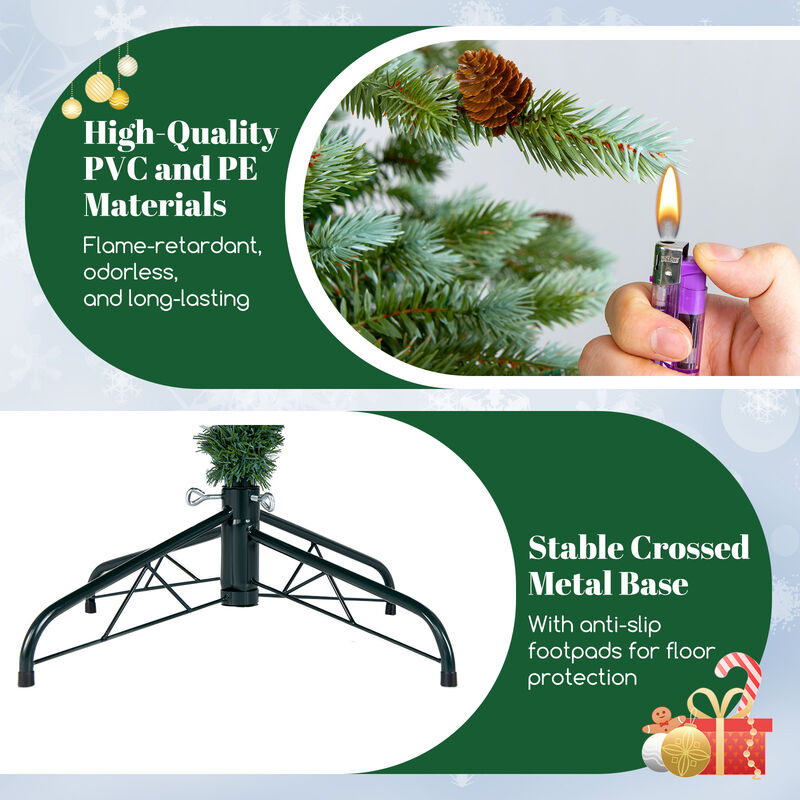 Christmas Tree with Warm White LED Lights and Pine Cones