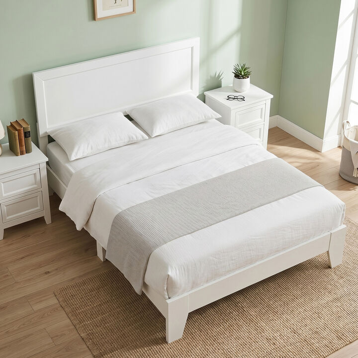 Full Size Upholstered Bed Frame with Headboard, No Box Spring Needed