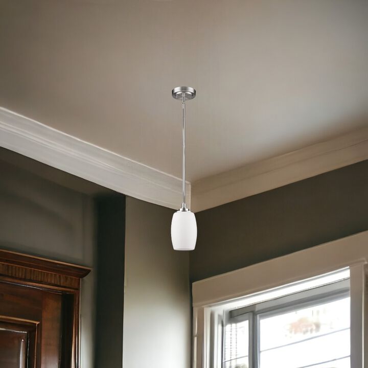 Hivvago Silver Hanging Light with Frosted Glass Shade