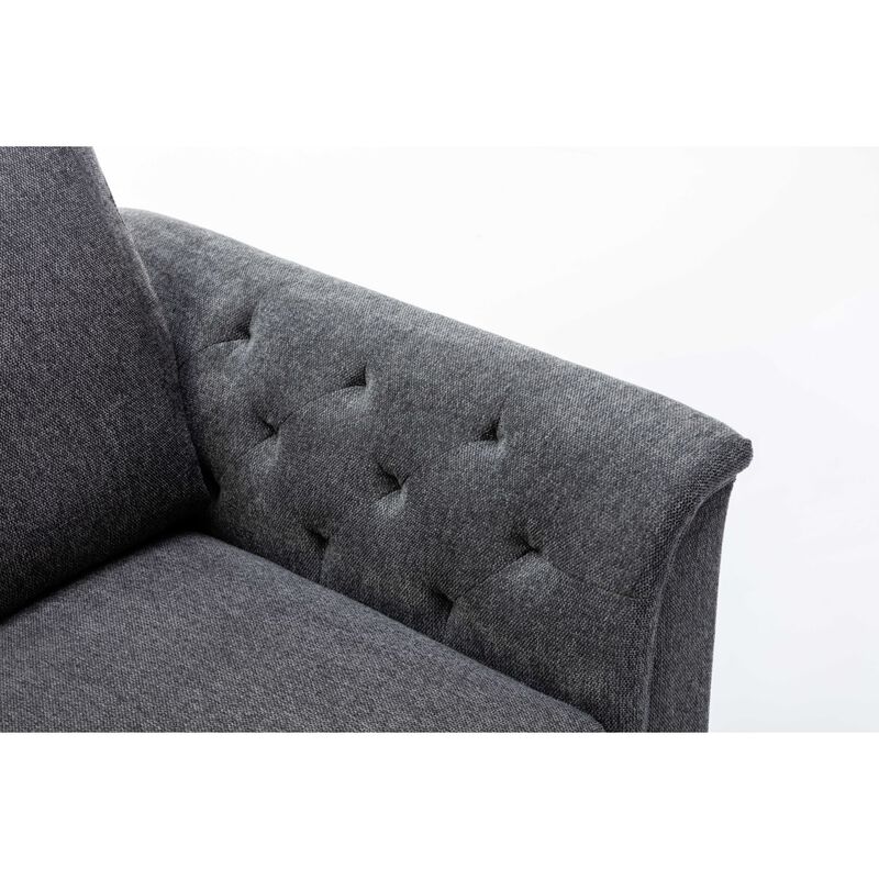 Stanton Dark Gray Linen Chair with Tufted Arms