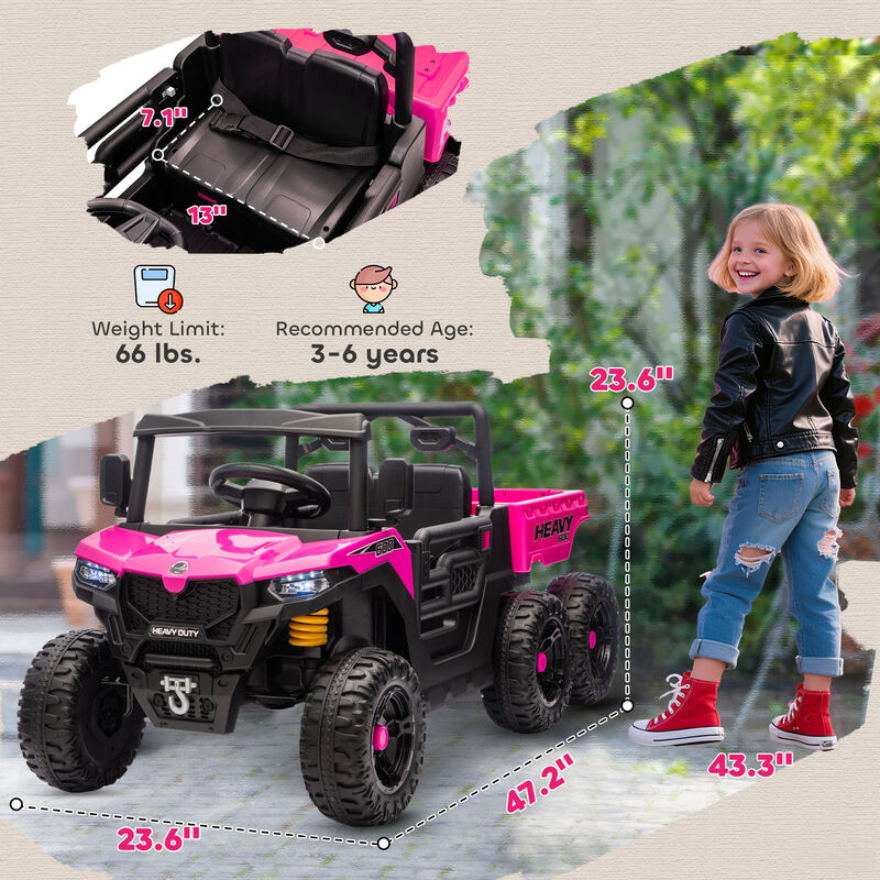 BreeBe 24V 4WD Kids Ride On Car with 6 Wheels Electric Ride On Car with Dump Bed, Remote image number 2
