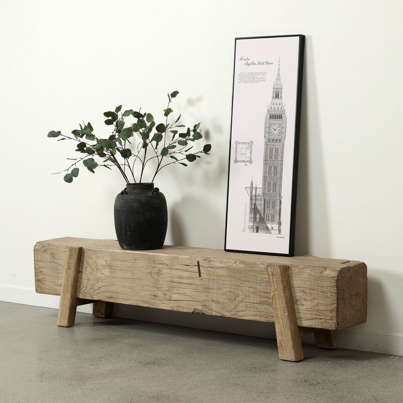 Vintage Reclaimed Wood Bench in Weathered Natural image number 4