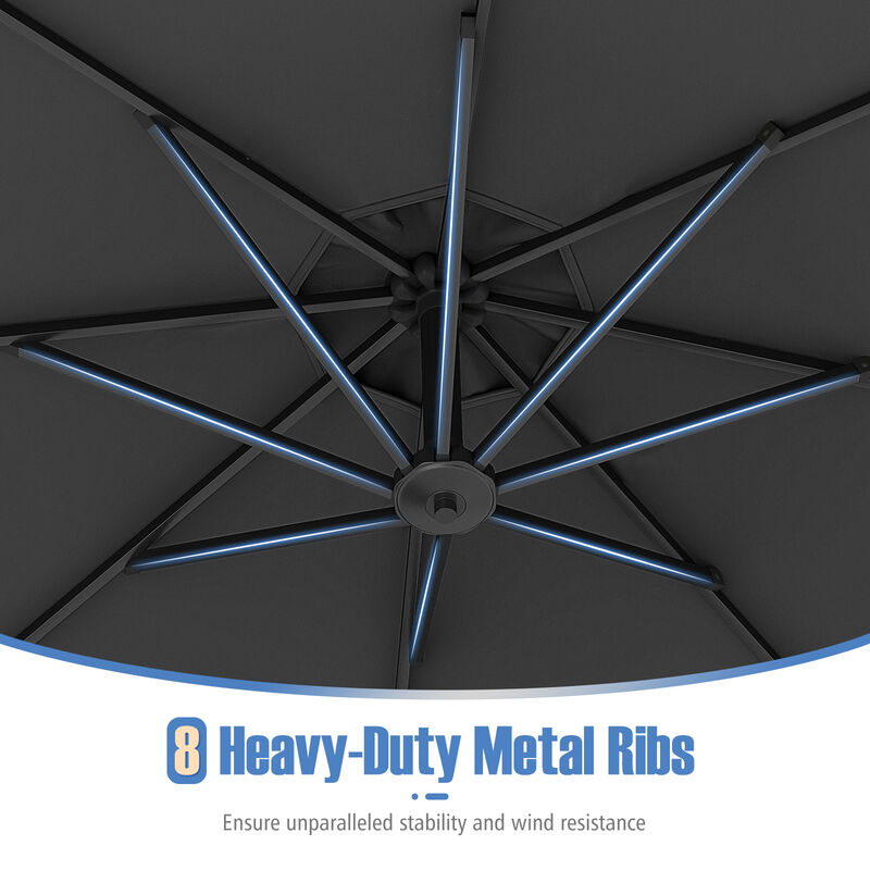 Offset Hanging Patio Umbrella with Base &ndash; Tilt Function Cantilever Design
