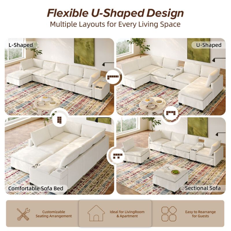 Largan U-Shaped Cloud Sectional Sofa image number 4