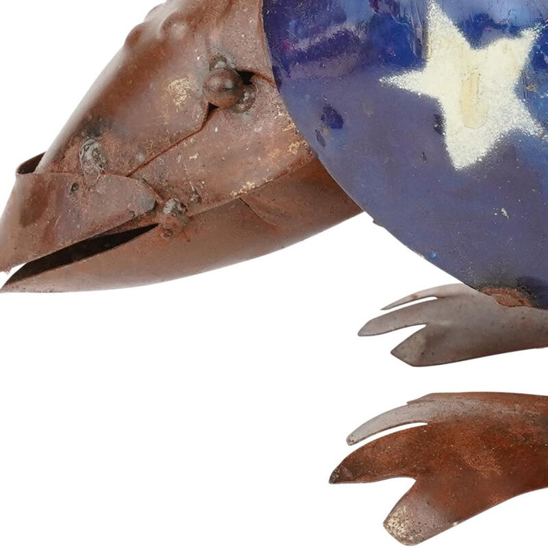 HomeRoots 16" Red Off White And Blue Metal Armadillo Tabletop Sculpture image number 3