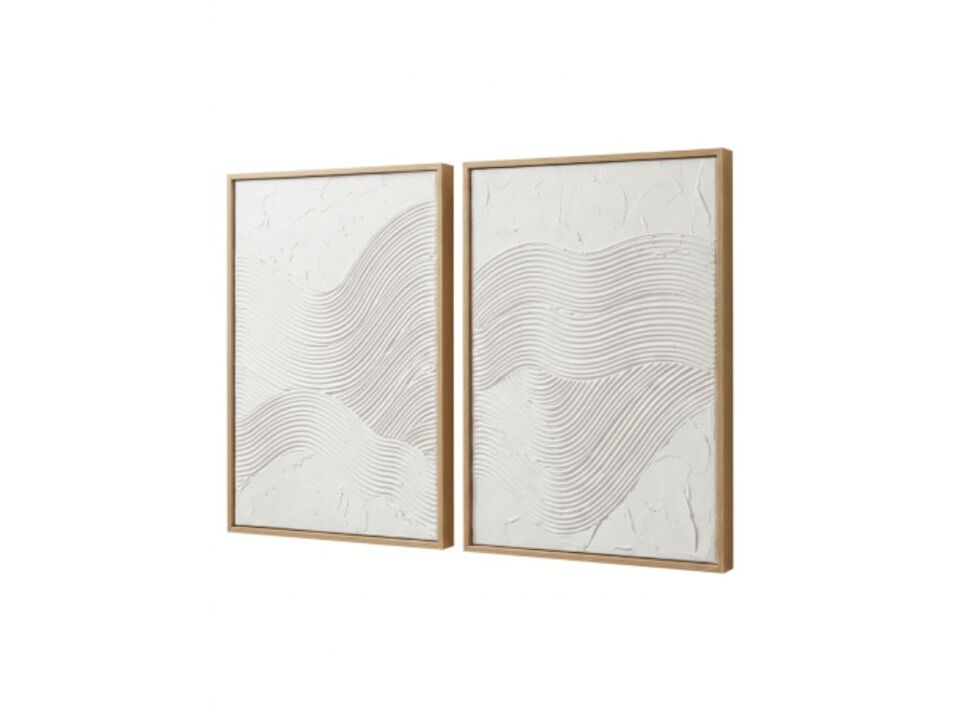 3D Minimalist Textured Wall Art Set 2 Neutral 16 20 Inch Sculptural Canvas Room