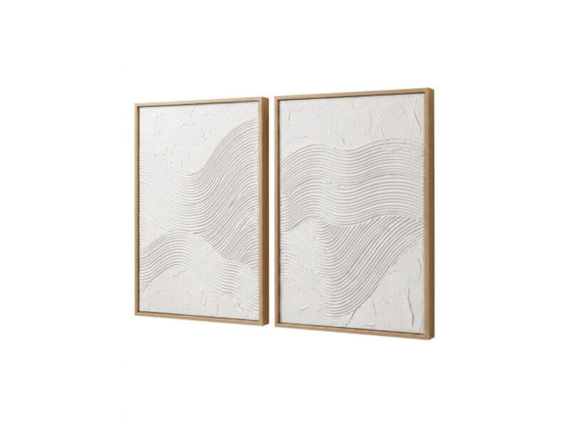 3D Minimalist Textured Wall Art Set 2 Neutral 16 20 Inch Sculptural Canvas Room image number 0