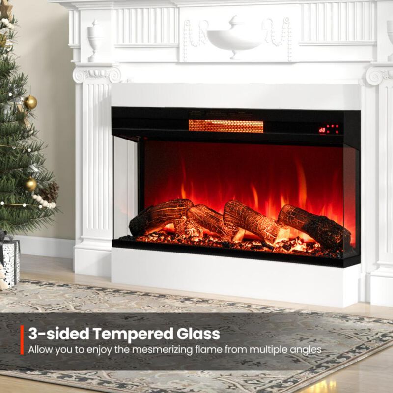 Hivvago 36 Inch 3-Sided 1500W Electric Fireplace with 7-Color Flame
