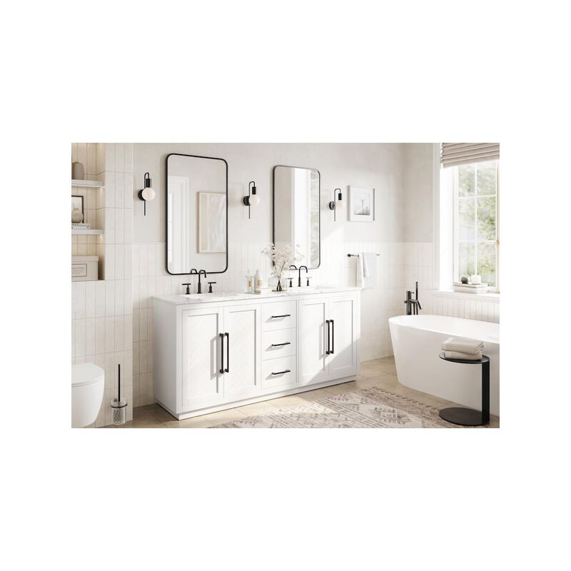 Elegant Kitchen and Bath 72 inch Double Bathroom Vanity in White