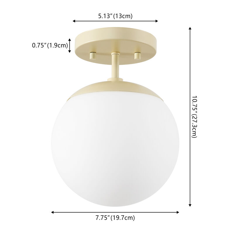 Marcel 1-Light Bohemian Farmhouse Iron/Frosted Glass LED Semi Flush Mount