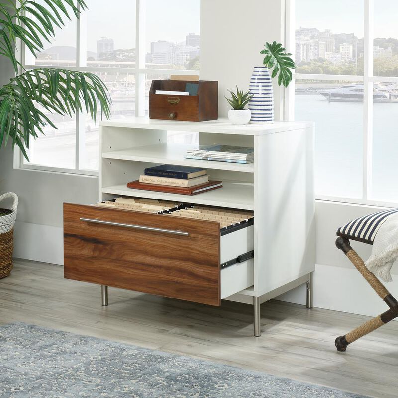 Sauder Vista Key Lateral File Ped Pearl Wh/Blaz