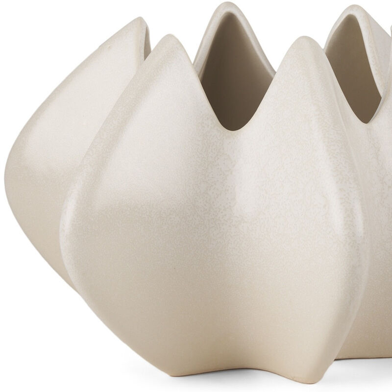 HomeRoots 9" Cream Sculptural Ceramic Table Vase image number 2