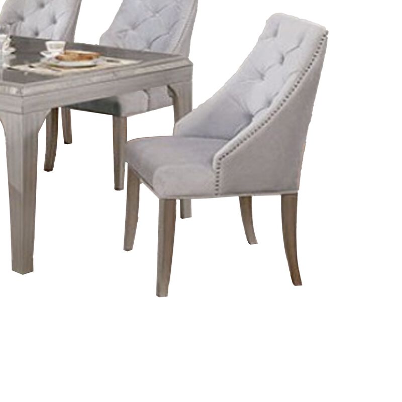 Jamie 6pc Dining Table Set with 4 Chairs and Bench, Silver-Light Gray image number 3