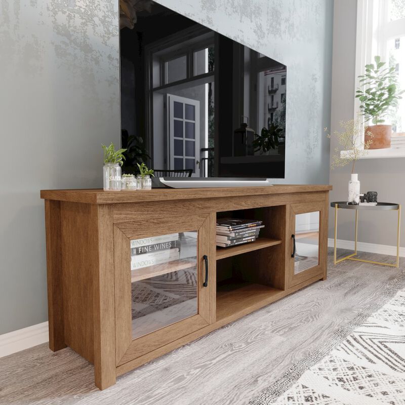 Flash Furniture 65" Entertainment Center with Storage Cabinets for up to 80" TV's, Walnut image number 8
