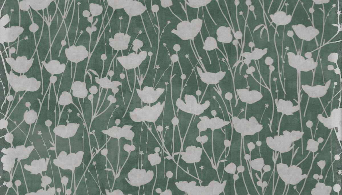 Shimmering Poppies Green Wallpaper