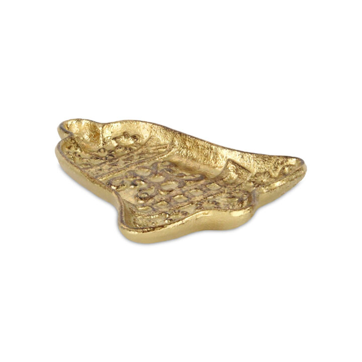 HomeRoots 5" Gold Cast Iron Christmas Bell Trinket Tray