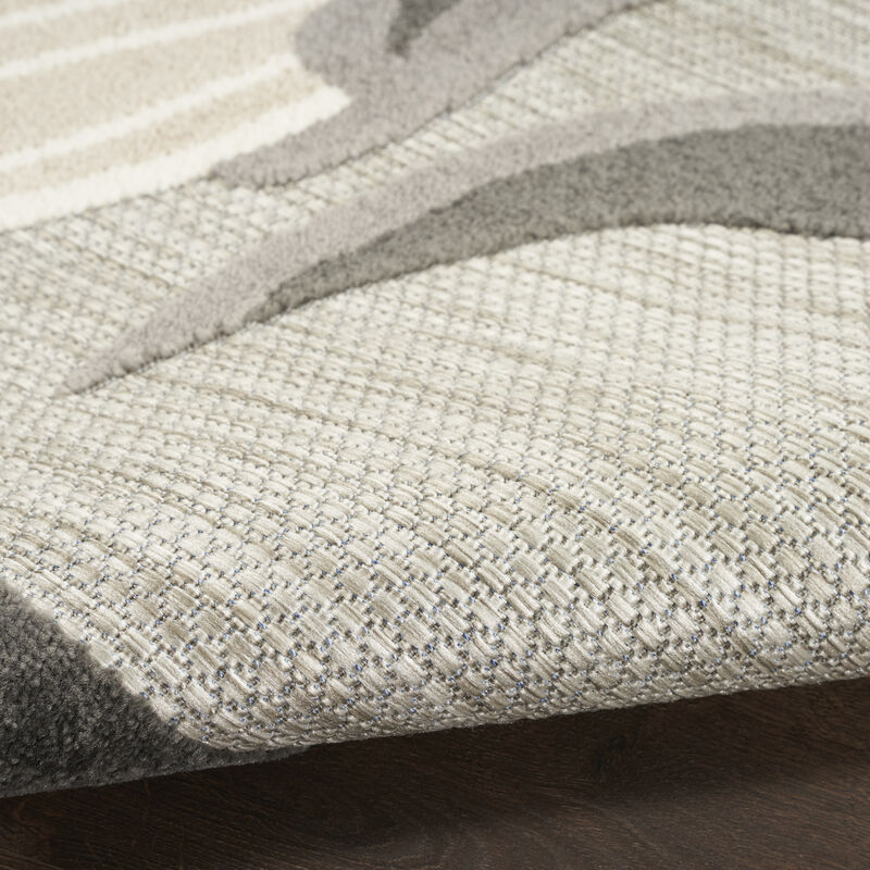 HomeRoots 5' Beige And Gray Round Floral Indoor Outdoor Area Rug image number 2