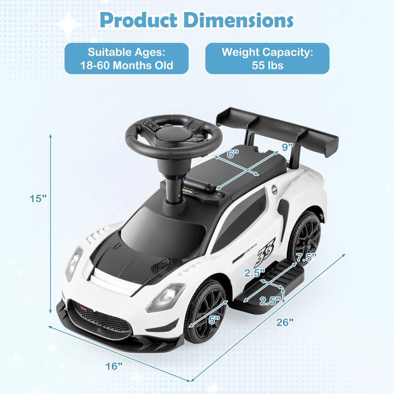 6V Battery Powered Kids Ride-On Push Car with Foot Pedal and Music image number 2