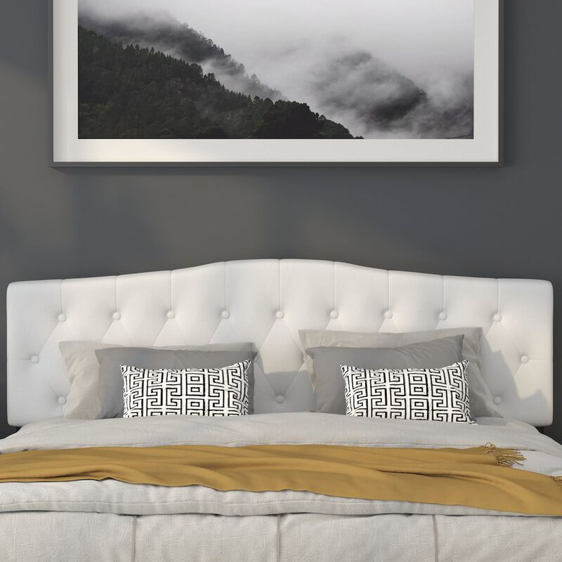 Flash Furniture Tufted Upholstered King Size Headboard in White Fabric image number 6