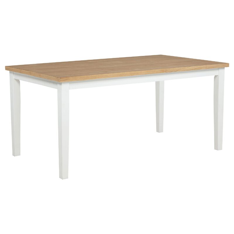 Andy Dining Table, Light Ash Brown and White Wood, 66 Inch Rectangular image number 0