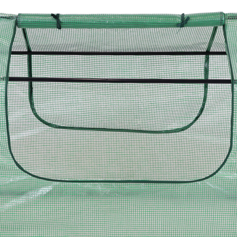 Sunnydaze Galvanized Steel Raised Bed with Greenhouse - Green - 4 ft x 2 ft