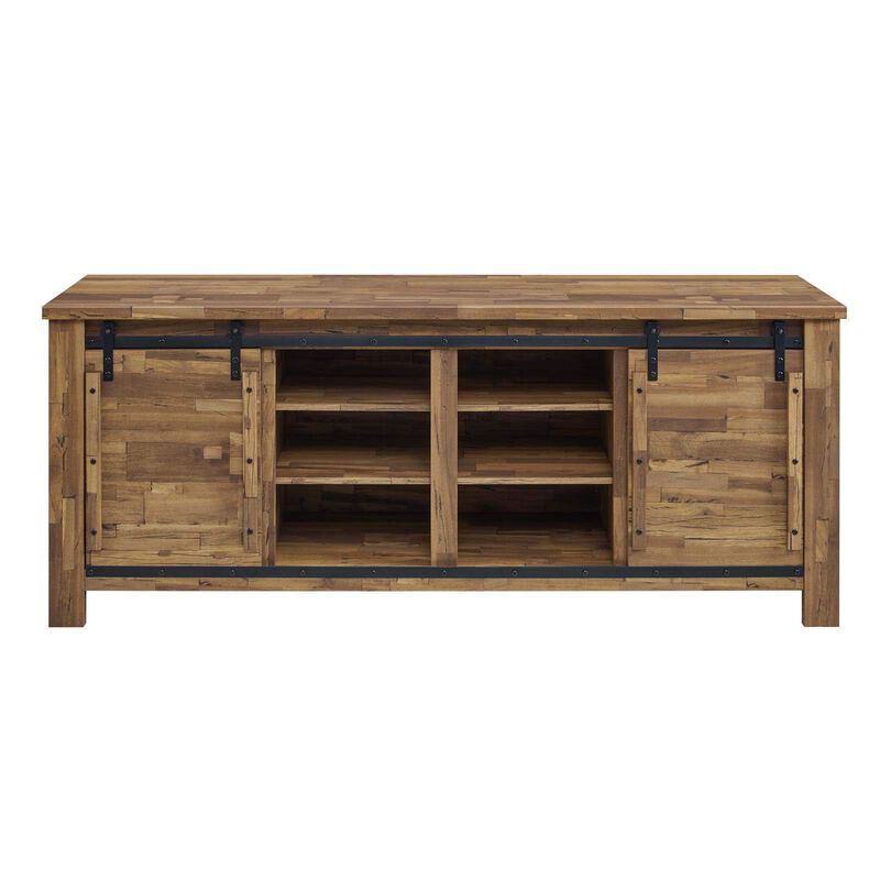 Modway Cheshire 70" TV Stand Rustic Sliding Door Dining Room Cabinet Storage Buffet Table Sideboard image number 4