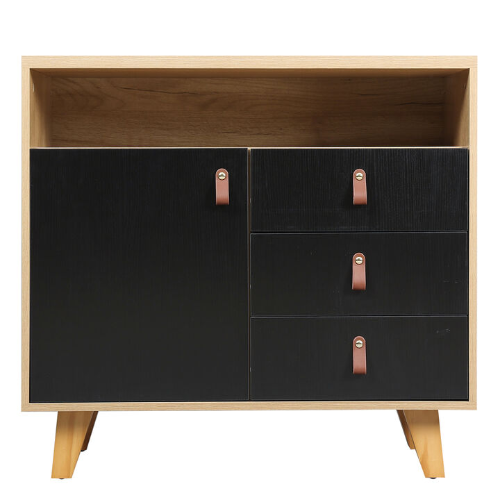 Hivvago Wood Storage Dresser Cabinet Bar Storage Organizer with PU Handles