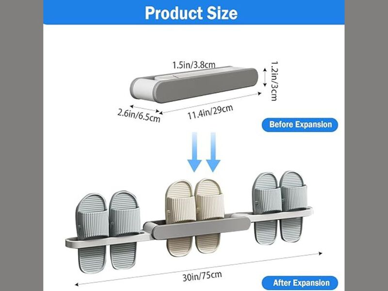 Shoe Organizer Closet Storage Gray 3 1 Foldable Wall Mounted image number 2