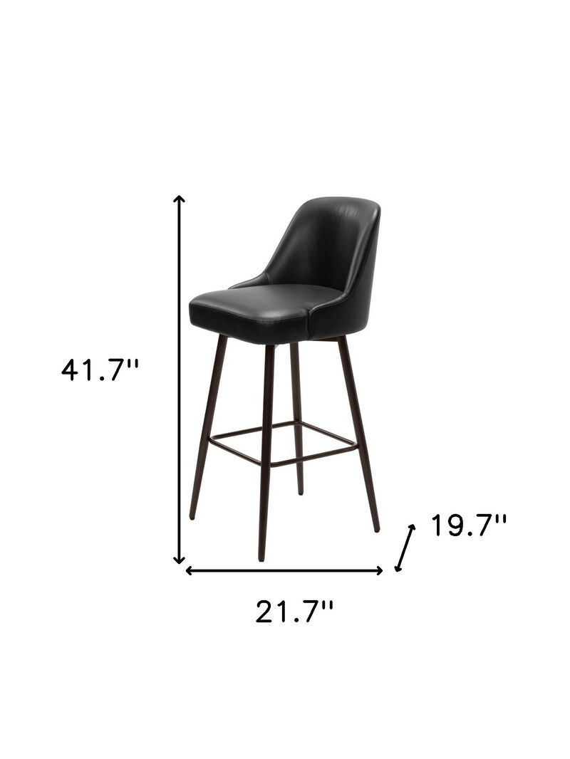 HomeRoots 30" Black And Bronze Faux Leather And Steel Bar Height Swivel Bar Chair image number 5