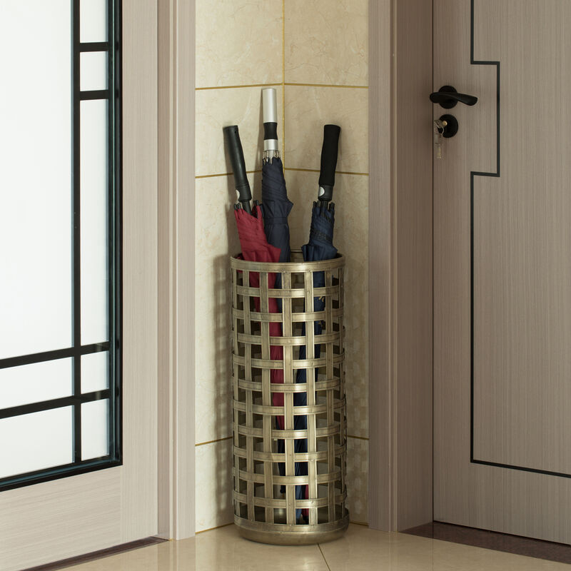 Round Metal Woven Umbrella Storage Stand