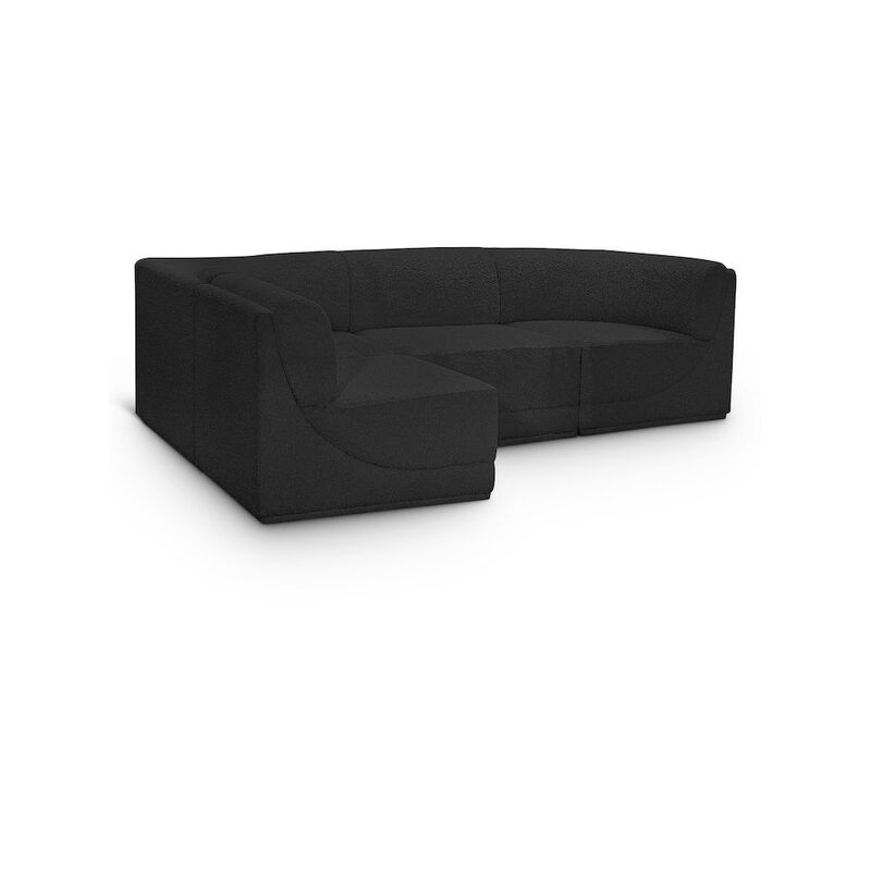Meridian Furniture Ollie Black Boucle Fabric Modular Sectional