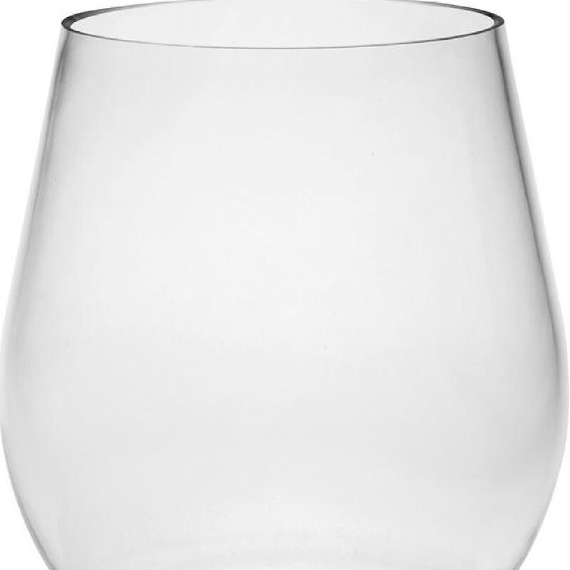 HomeRoots Set of Four Clear Tritan Plastic Balloon or Round Bowl Stemless All Purpose Wine Glass image number 2