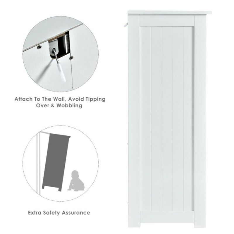 Hivvago Bathroom Floor Cabinet Side Storage Cabinet with 3 Drawers and 1 Cupboard