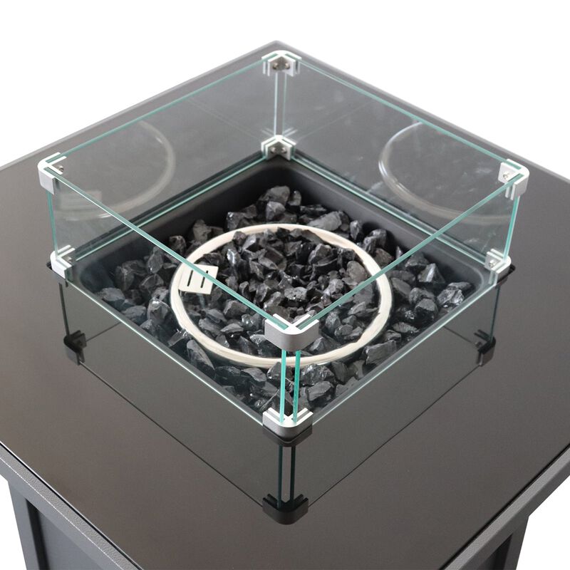 Mondawe 25" H x 30" W Steel Heat-Resistant Outdoor Fire Pit Table with Lid