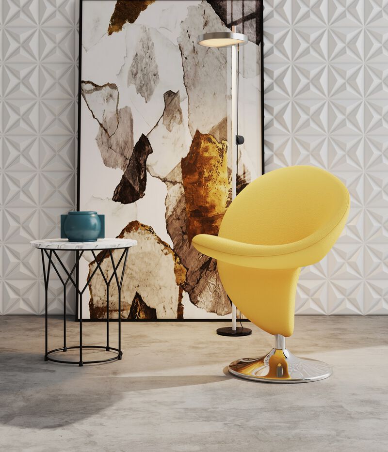 Curl Yellow Swivel Accent Chair
