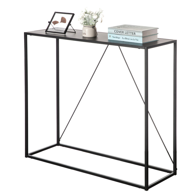 Modern Display Metal Console Table, for Dining, Entryway and Hallway, Black