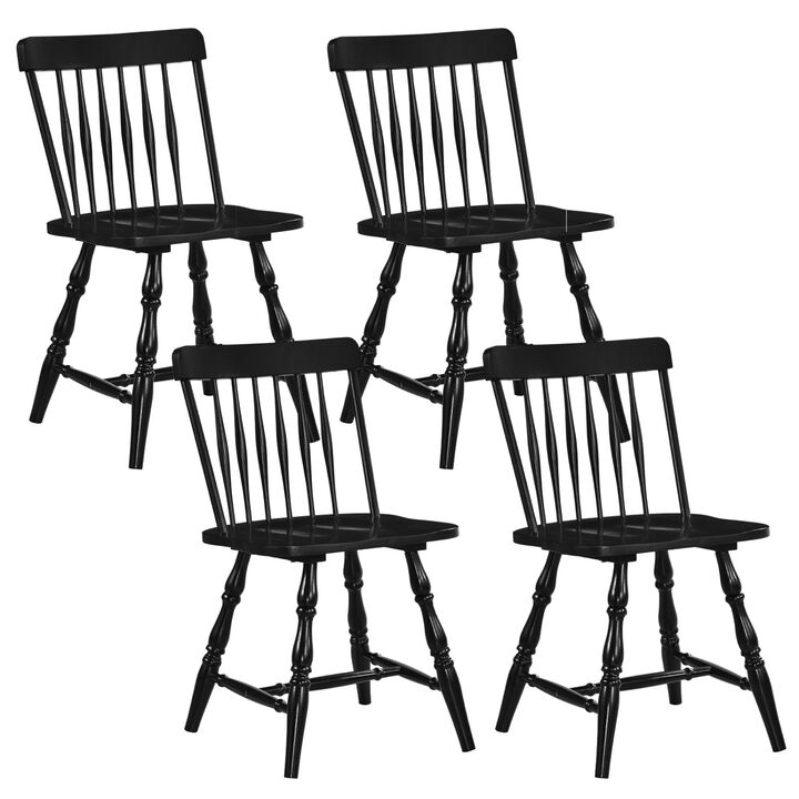 Windsor Dining Chairs Set of 4 with Curved SpindSet of 4 Windsor Dining Chairs with Curved Spindle Backrestsle Back-Natural