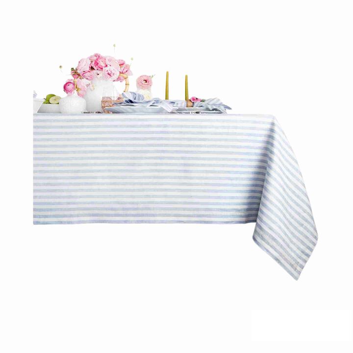 Solino Home 100% Pure Linen Tablecloth - Amalfi Stripe