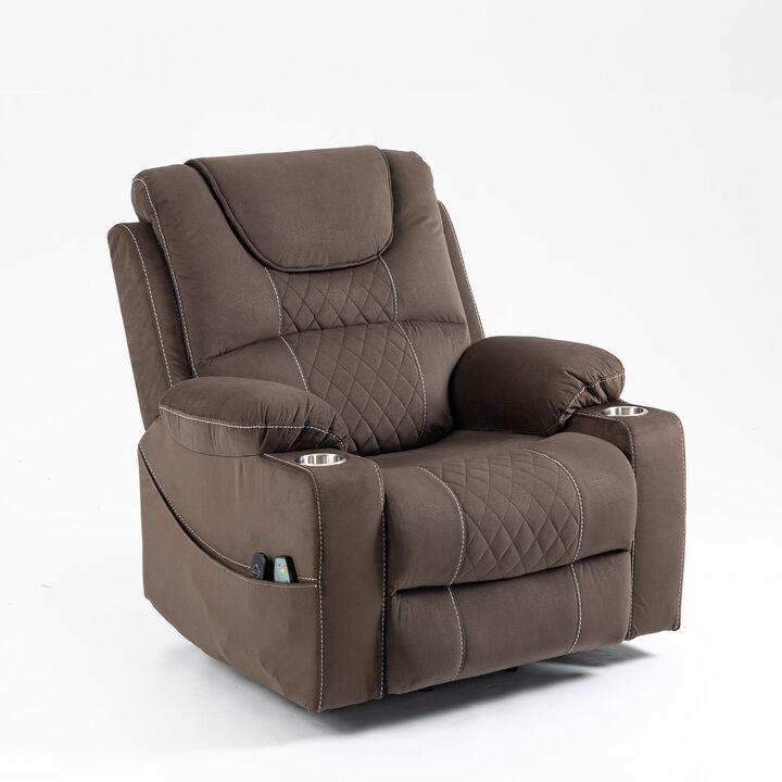 Velvet Recliner Chair with 2 Cup Holder, Lounge Chair Power Lift Chair Relax Sofa Chair